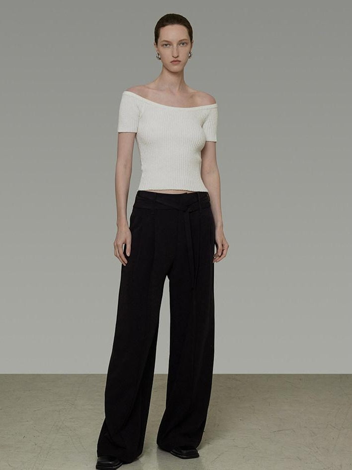 unspoken Minimalist Slim Fit Cotton Short Sleeve Women Off Shoulder Crop Tops