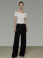 unspoken Minimalist Slim Fit Cotton Short Sleeve Women Off Shoulder Crop Tops