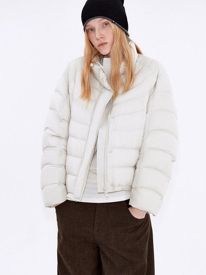 fano 90 Percent White Duck Down Warm Stand Collar Zipper Women Gray Down Jackets