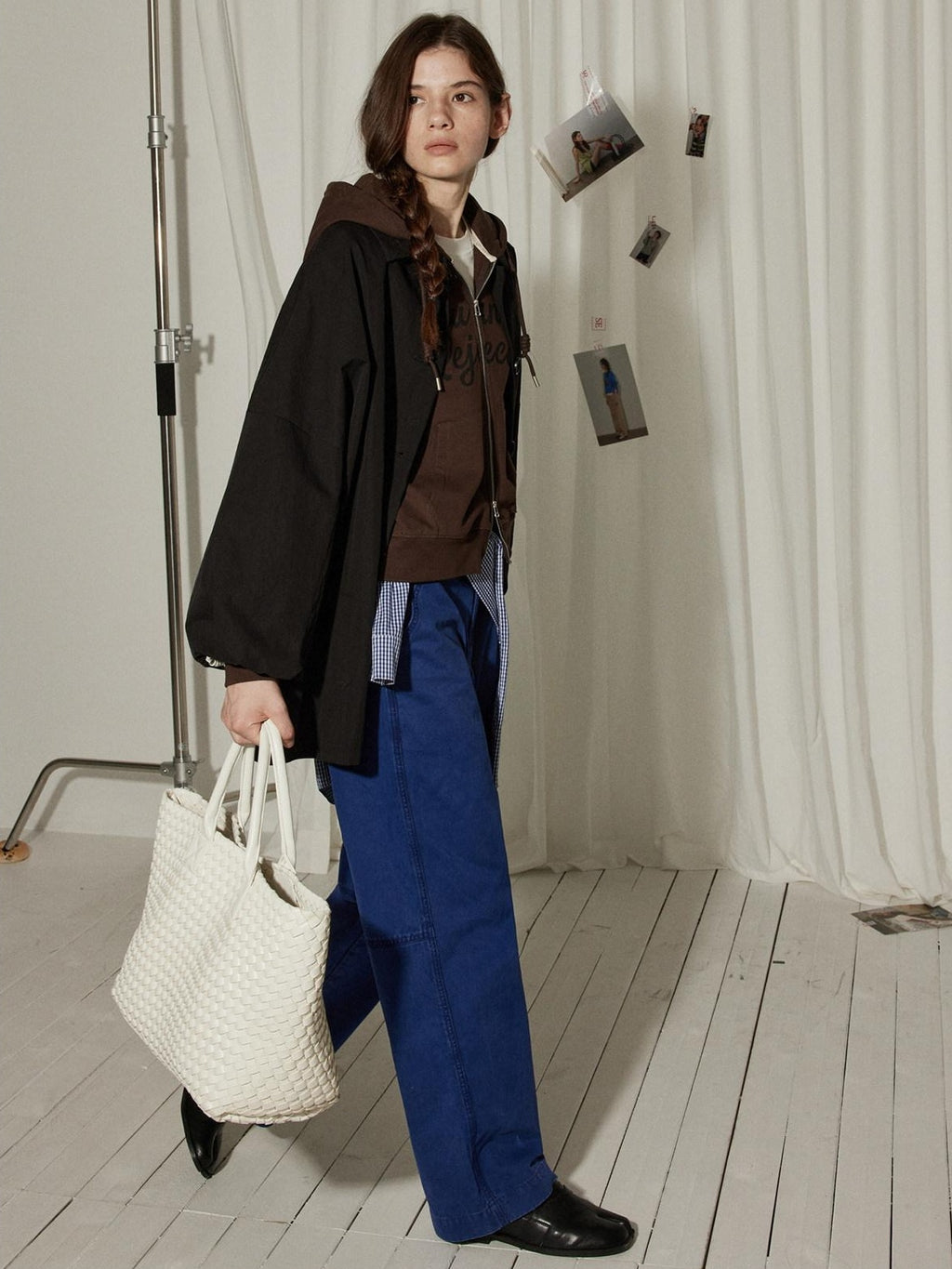 Lofi choose High Waist Distressed Vintage Blue Relaxed Cotton Zip Fly Womens Wide Leg Jeans