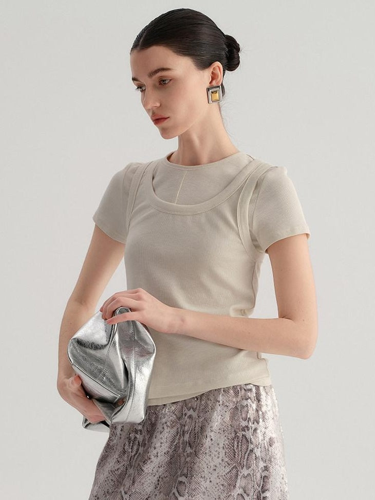 audreyyang Viscose Cotton Slim Fit Casual Round Neck Women Solid Short Sleeve T-Shirts
