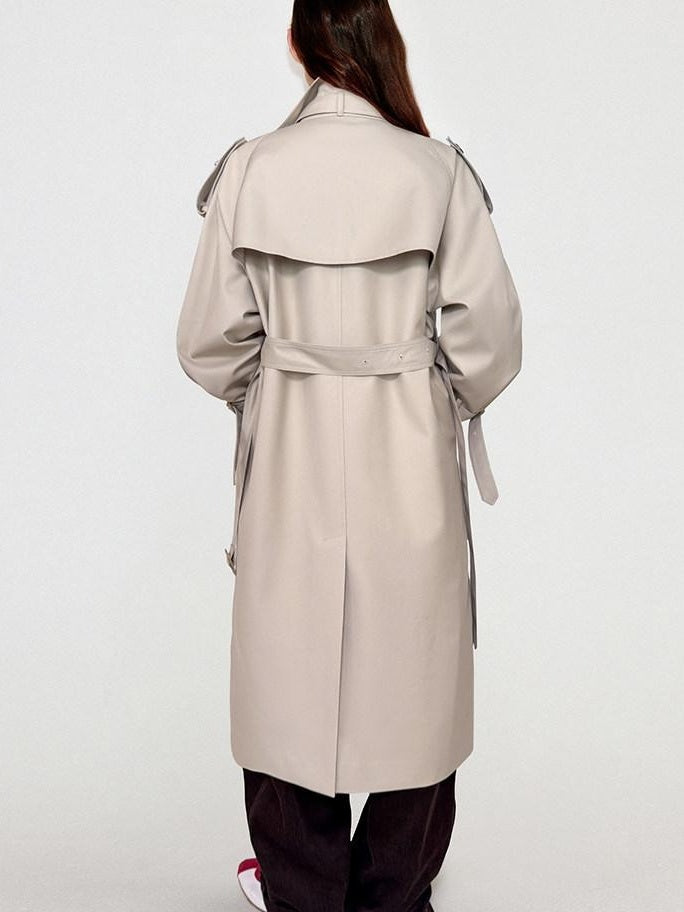 fano Mid Length Single Breasted Korean Commuter Straight Fit Solid Women Trench Coats