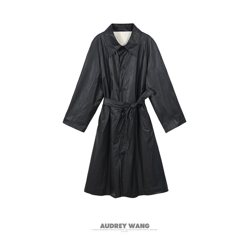 audreyyang_Detachable_Belt_Pure_Cotton_Loose_Long_Single_Breasted_Women_Black_Trench_Coats_MISSTT