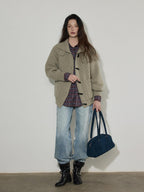 Lofi choose Warm Thick Loose Fit Workwear Button Front Long Sleeve Mid Length Knit Cardigans
