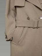unspoken Online Exclusive Minimalist Loose Fit Midlength Light Khaki Women Trench Coats