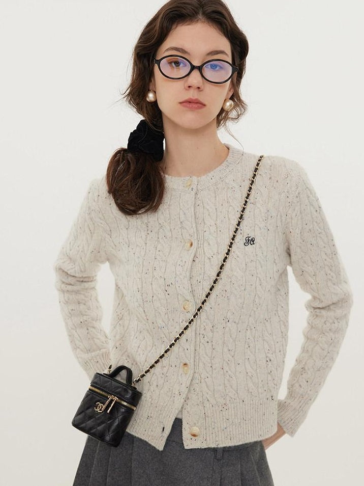 fano Pure Lambswool Minimal Commuter Low Round Neck Button Knitwear Women Cardigans