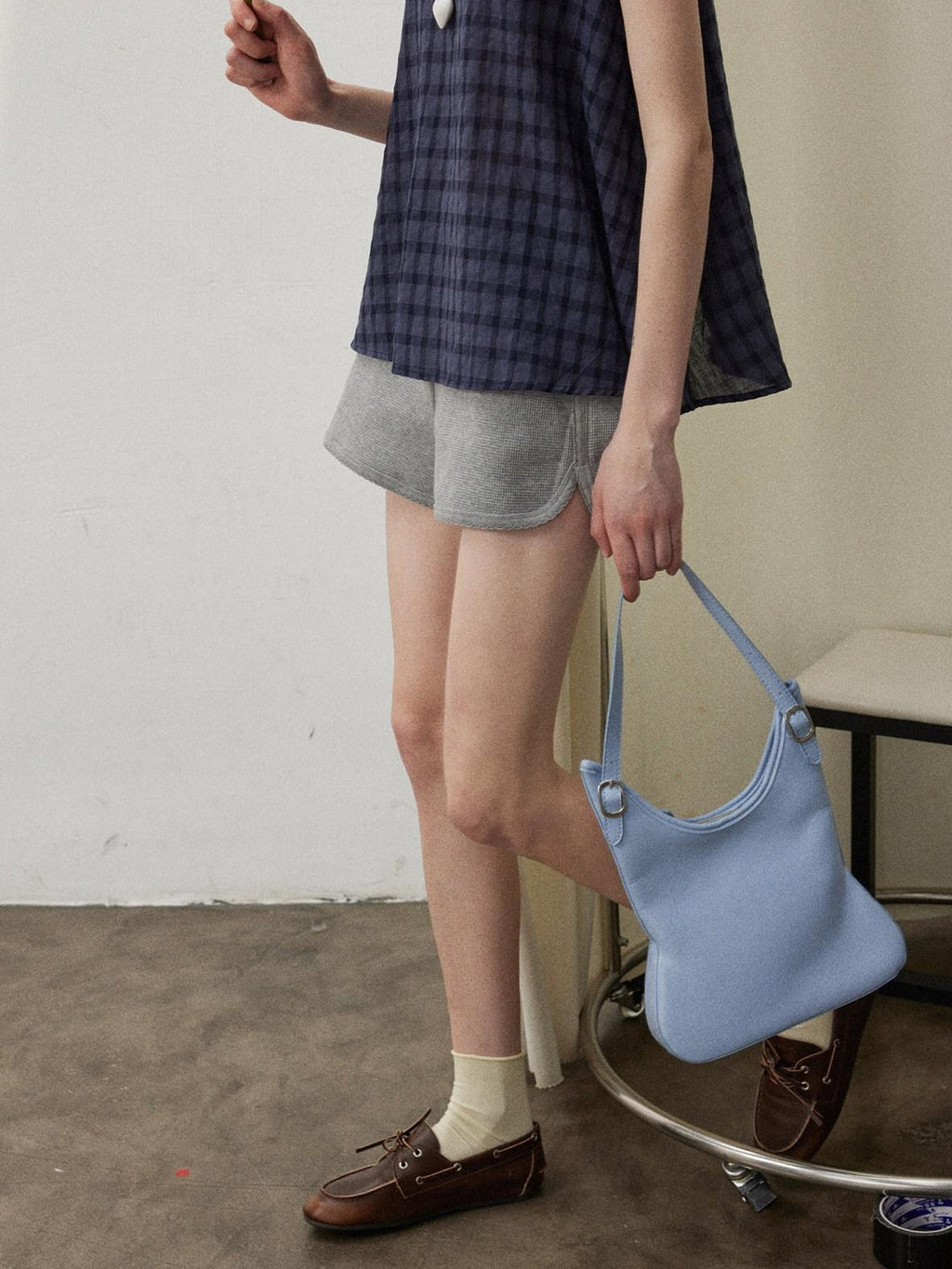 Lofi choose High Waist Loose Straight Leg Women Commuter Grey Casual Mini Shorts