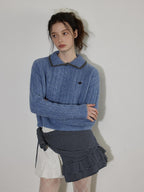 Lofi choose Comfortable Relaxed Fit Office Pullover Long Sleeve Knit Blue Green Sweaters