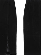 audreyyang Silky Polyester Blend Back Slit Slim Pencil Mid Rise Women Black Midi Skirts