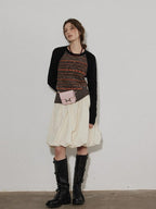 Lofi choose High Waist Irregular Hem Loose Fit Workwear Solid Beige Office Midi Skirts