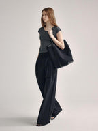 fano High Waist Tailored Minimalist Commuter Nylon Blend Pockets Straight Pants