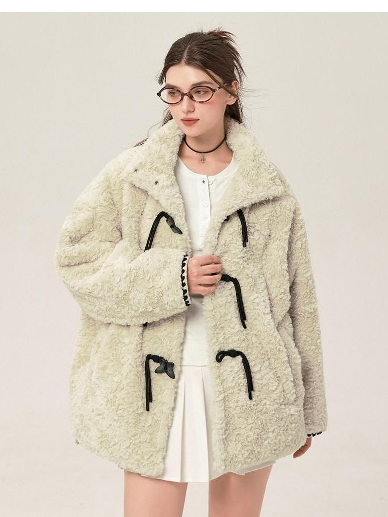ikyou Thick Insulated Minimalist Commuter Straight Fit Stand Collar Apricot Short Coat