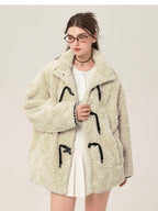 ikyou Thick Insulated Minimalist Commuter Straight Fit Stand Collar Apricot Short Coat