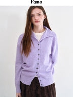 fano Recycled Fiber Loose Fit Casual High Neck Button Long Sleeve Women Cardigans