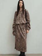 audreyyang Soft 100% Polyester Cinched Waist Long Sleeve Floral Women Maxi Dresses