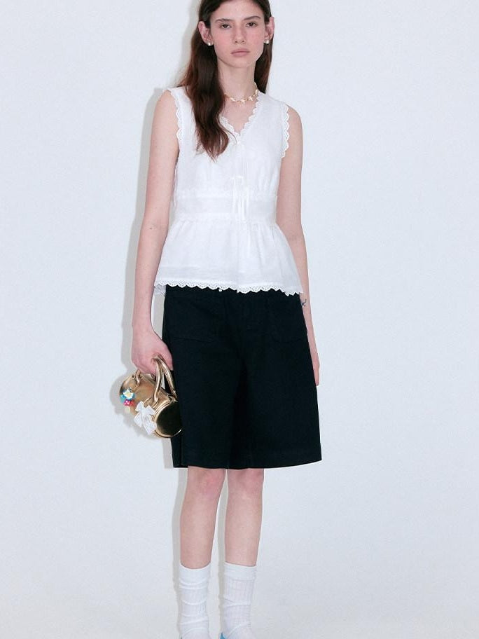 fano Cotton Linen Korean Ruffle Slim Fit Women White Off Shoulder Crop Tops