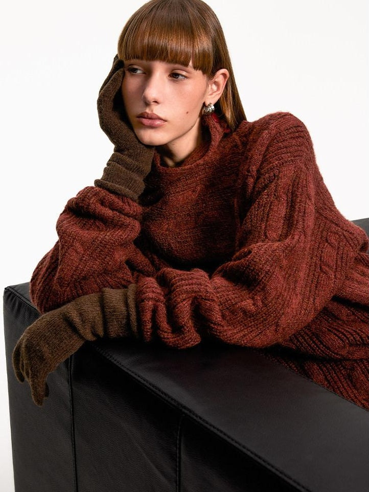 someone sometimes Vintage Red Turtleneck Commuter Pullover Knitwear Acrylic Wool Sweaters