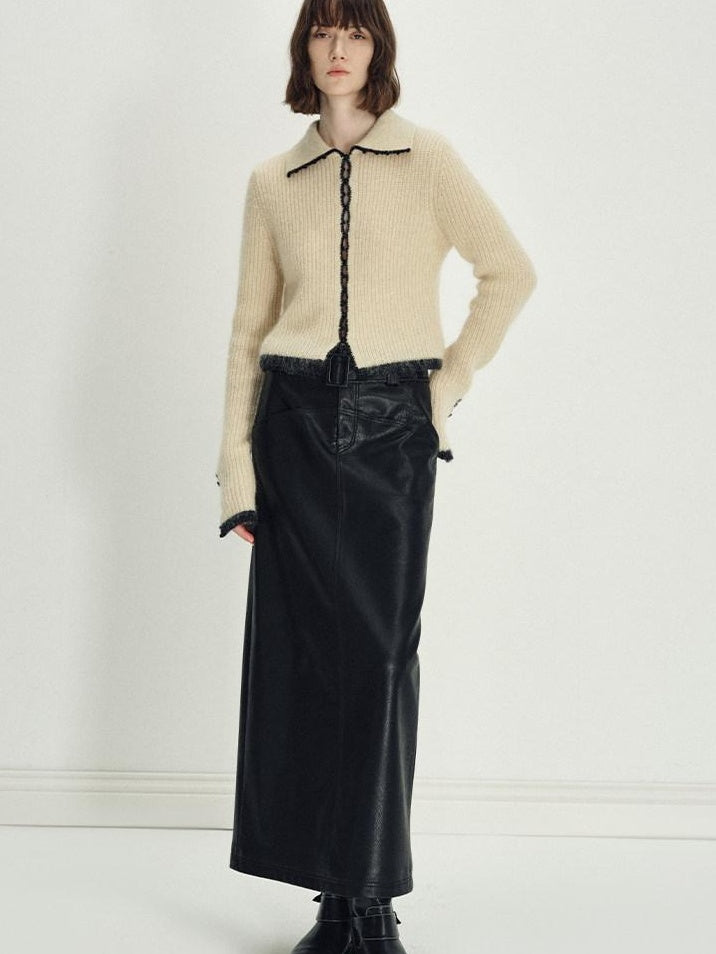 someonesometimes Soft Mohair Wool Blend Slim Short Lapel Buttoned Women Knitwear Cardigans