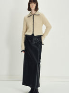 someonesometimes Soft Mohair Wool Blend Slim Short Lapel Buttoned Women Knitwear Cardigans