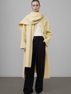 unspoken 100 Percent Wool Bright Yellow Long Straight Minimalist Office Wool Coats