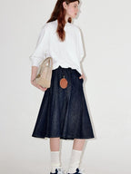 fano High Waist Vintage Ruffle Circle Skirt Loose Fit Women Picnic Cotton Midi Skirts