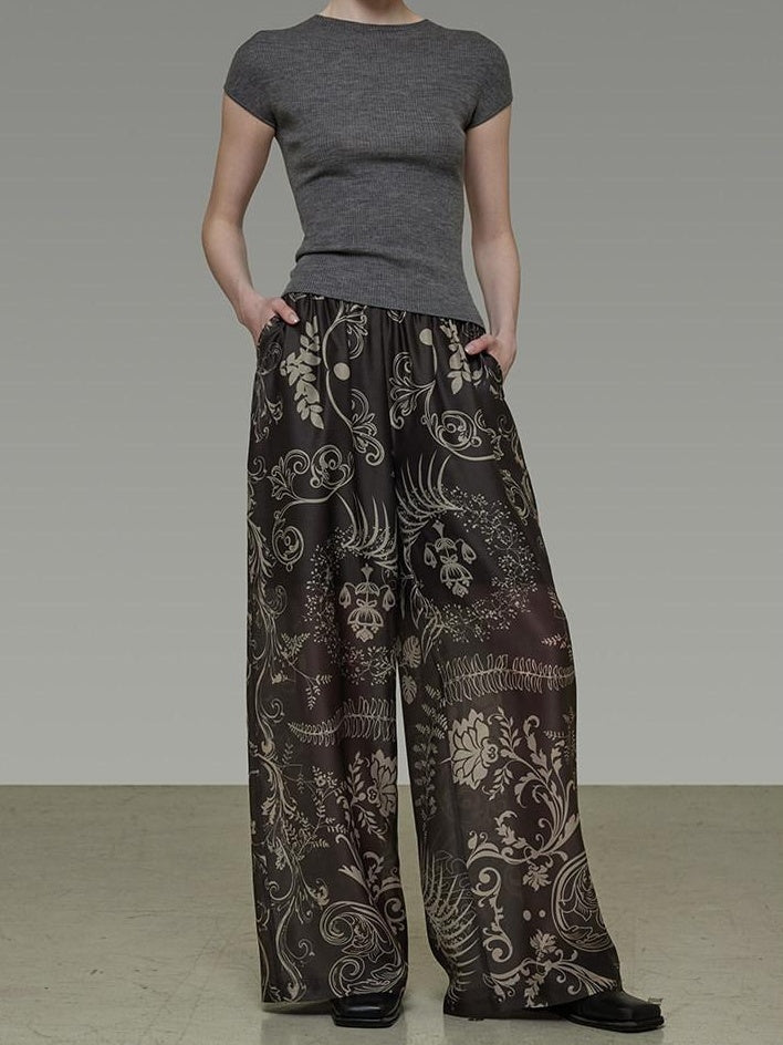 unspoken High Waist Pockets Loose Office Minimal Polyester Olive Brown Wide Leg Pants