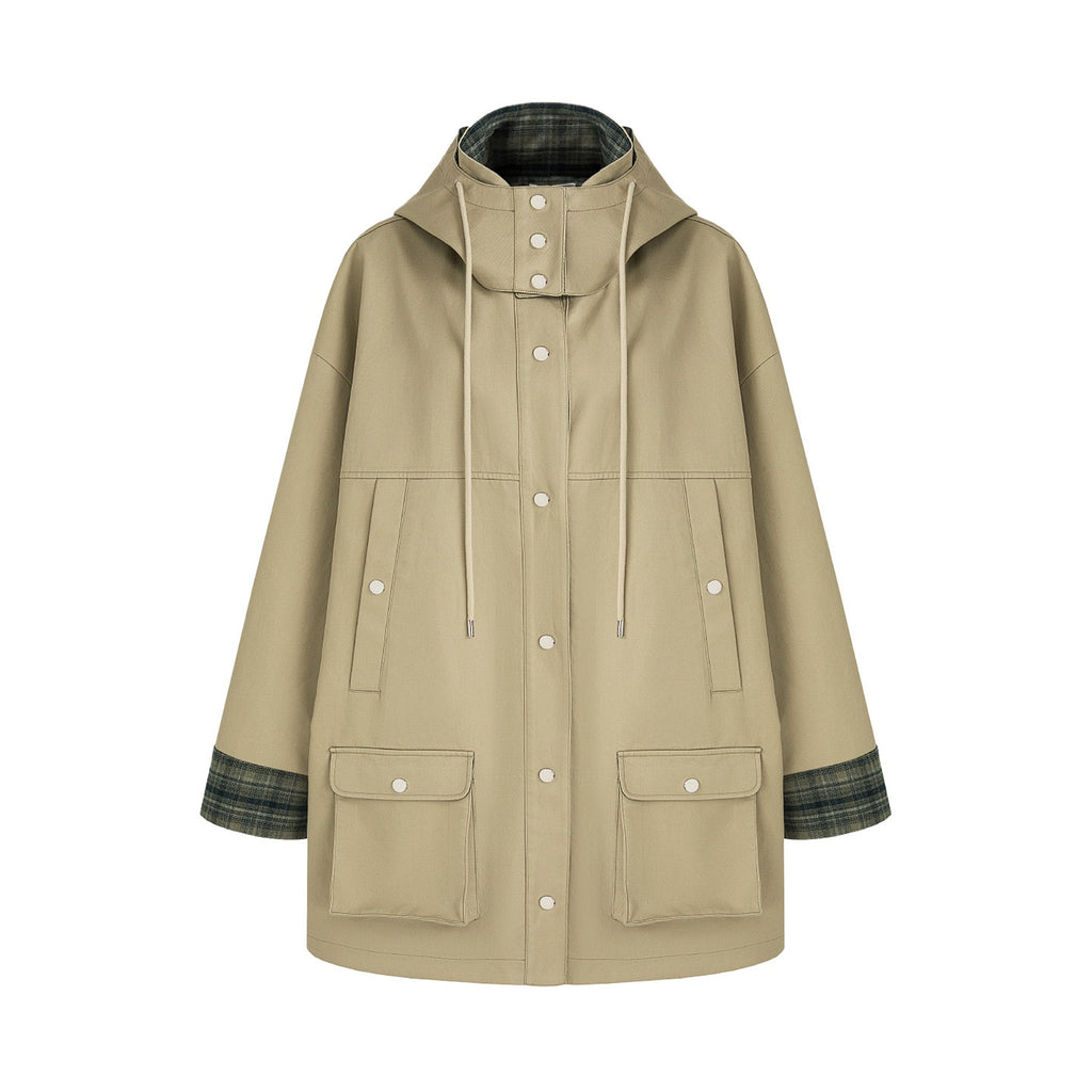unspoken_Breathable_Pure_Cotton_Minimalist_Loose_Midlength_Women_Plaid_Khaki_Trench_Coats_MISSTT