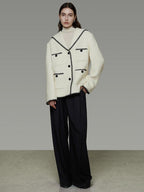 unspoken Lambswool Blend Tailored Loose Minimal Notch Collar Officewear Women Wool Coats