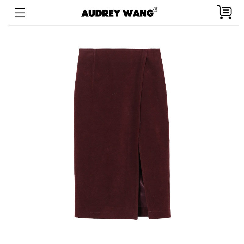 audreyyang_Silky_Polyester_Blend_Back_Slit_Slim_Pencil_Mid_Rise_Women_Black_Midi_Skirts_MISSTT