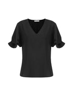 unspoken Breathable Lyocell Minimalist Office Loose V-neck Women Pullover Blouses