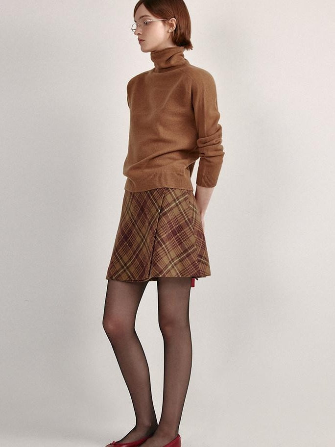 fano 100 Percent Wool High Neck Straight Minimalist Commuter Women Pullover Sweaters