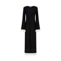 unspoken_Slim_Waist_Colorblock_Aline_Knit_Bell_Sleeve_Office_Women_Breathable_Maxi_Dresses_MISSTT