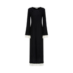 unspoken_Slim_Waist_Colorblock_Aline_Knit_Bell_Sleeve_Office_Women_Breathable_Maxi_Dresses_MISSTT