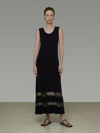 unspoken Elegant Sleeveless Cutout H Line Tank Dress City Commute Black Maxi Dresses