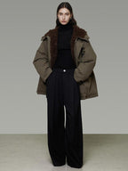 unspoken 90 Percent White Duck Down Hooded Loose Patchwork Cotton Warm Women Down Jackets
