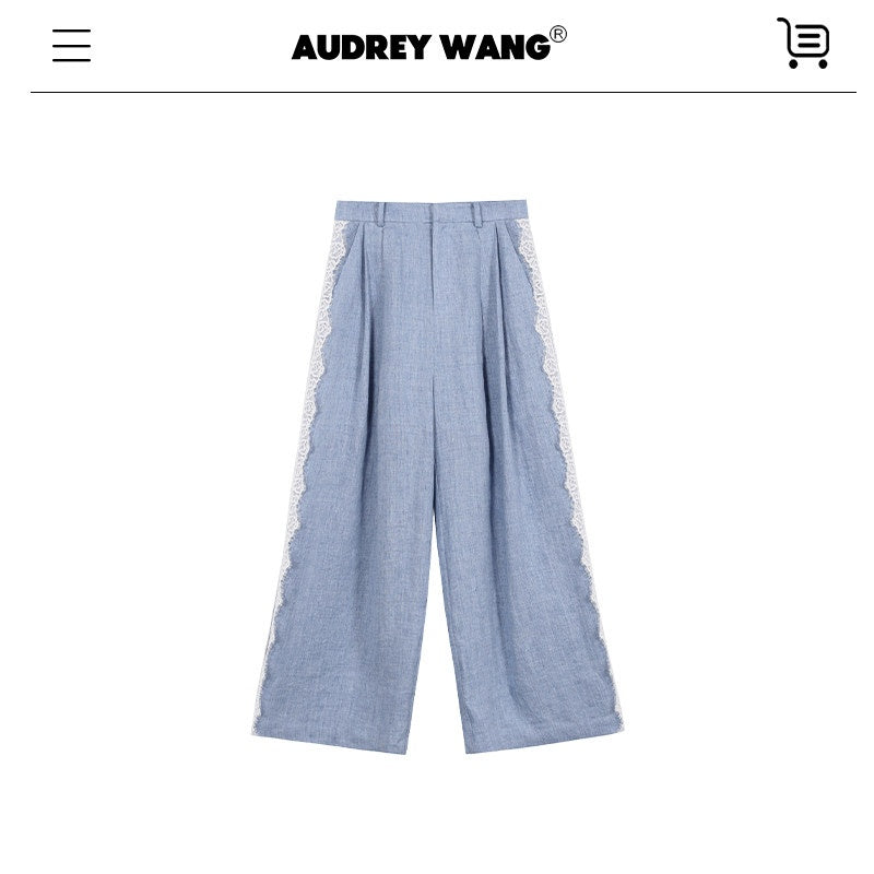 audreyyang_Pure_Linen_Lightweight_Relaxed_Fit_Lace_Detail_Commuter_Women_Wide_Leg_Pants_MISSTT