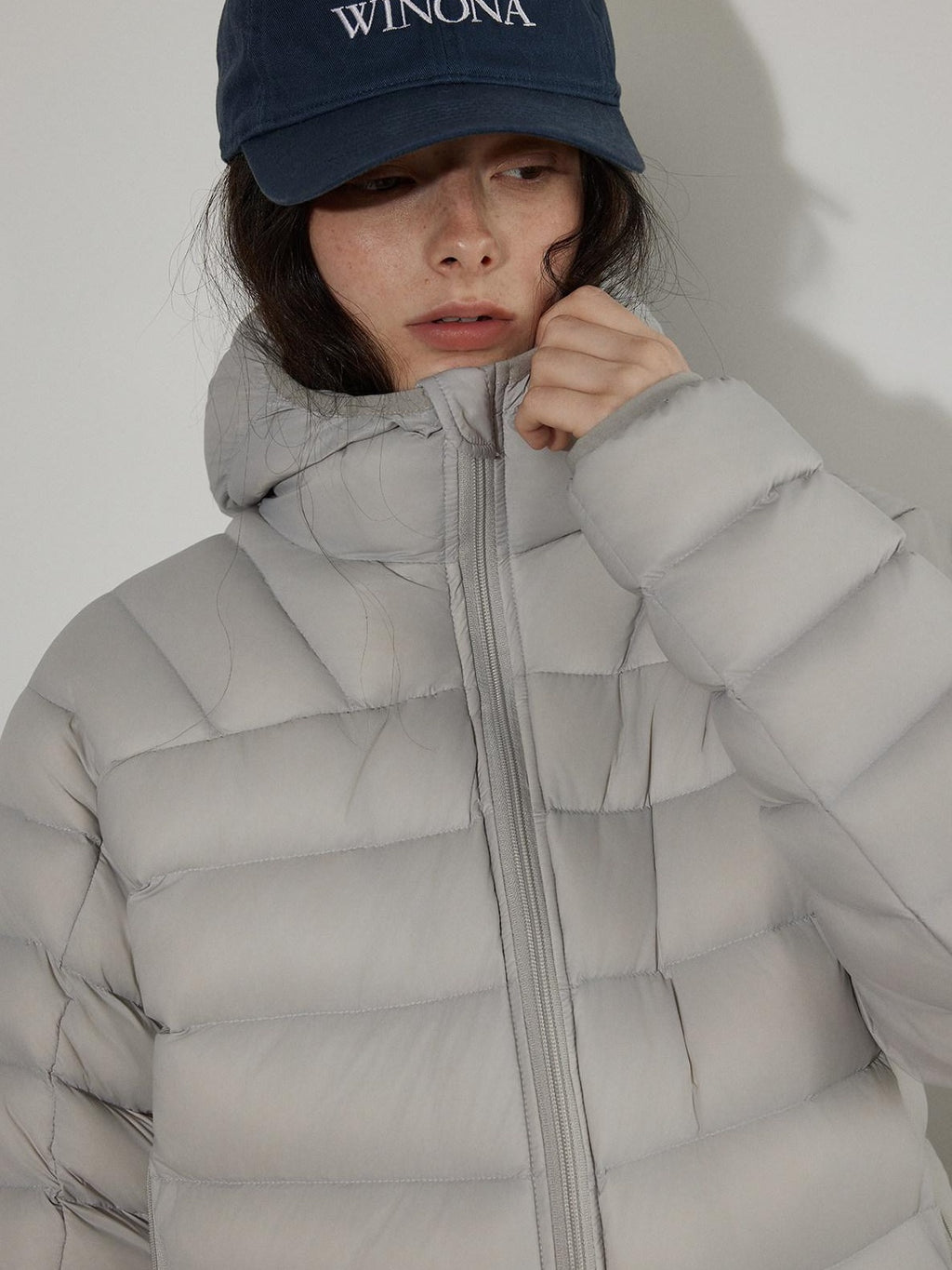 Lofi choose Warm 90% White Duck Down Hooded Commuter Thick Gray Zipper Down Jackets