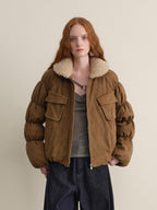 someonesometimes Thick Insulated Casual Loose Lantern Sleeves Women Zip Front Puffer Jackets