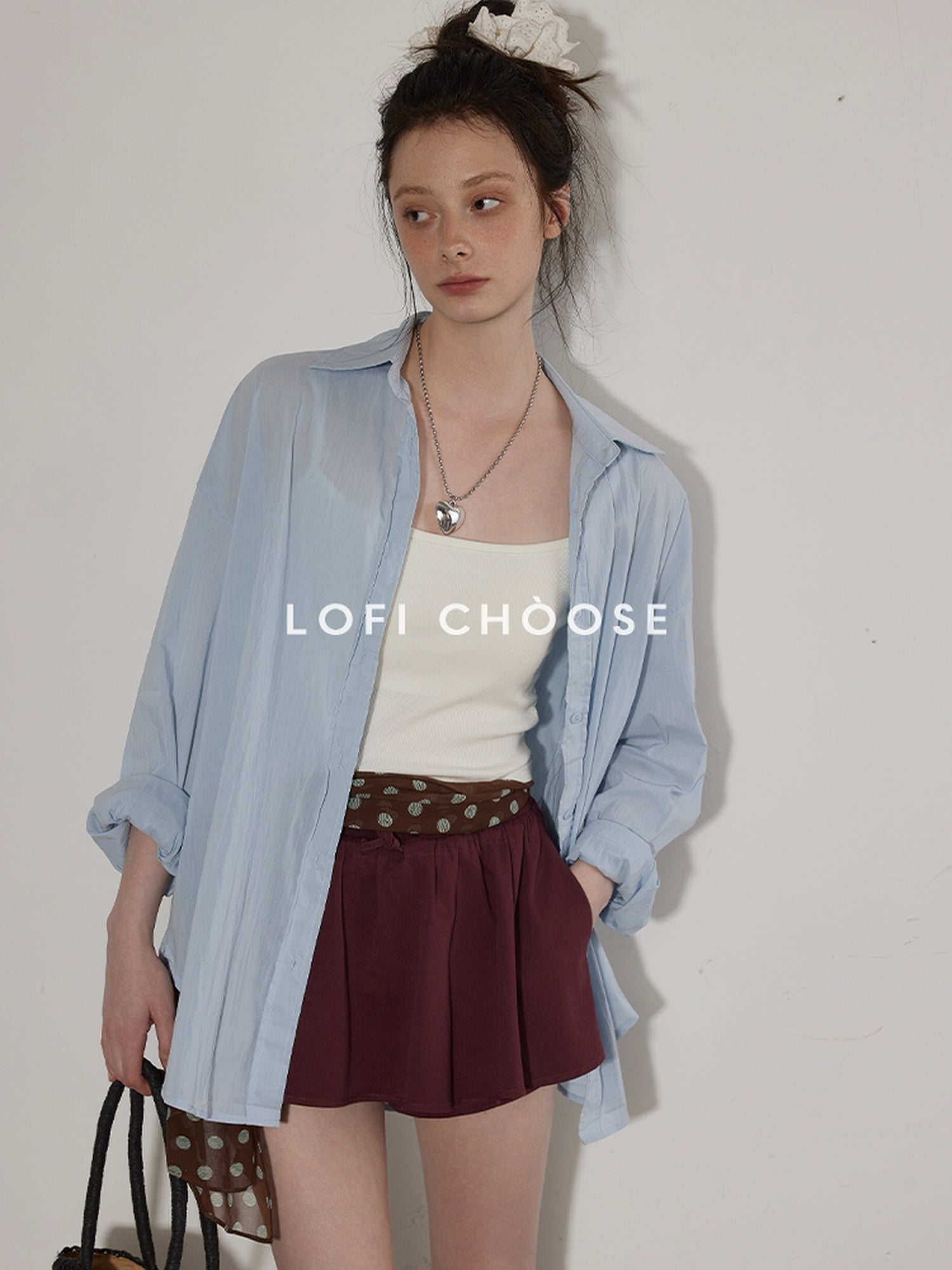 Lofi choose High Waist Lined A Line Puff Office Chic Beige Aubergine Mini Skirts