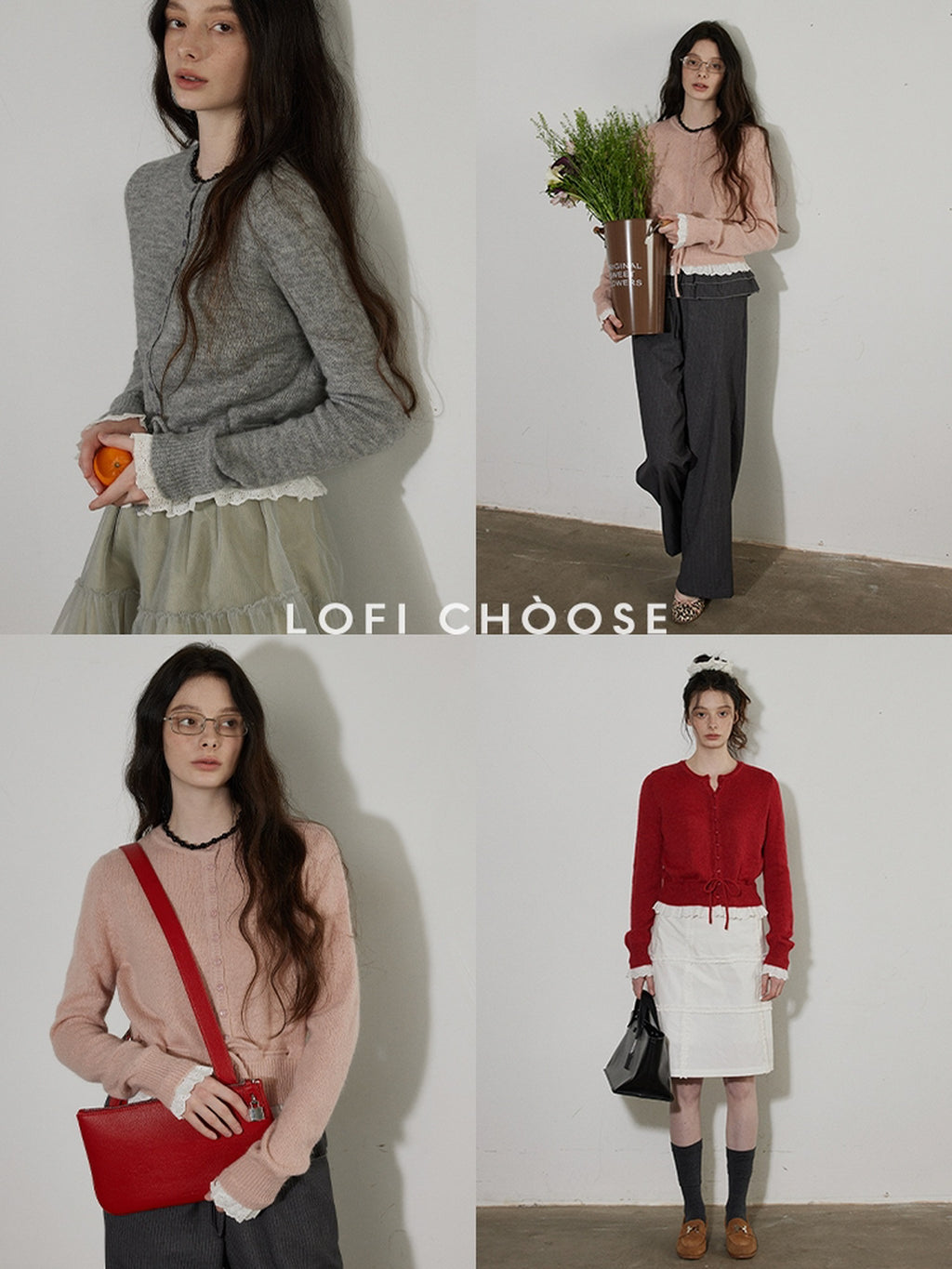 Lofi choose Cozy Button Front Relaxed Fit Workwear Women Knit Long Sleeve Cardigans
