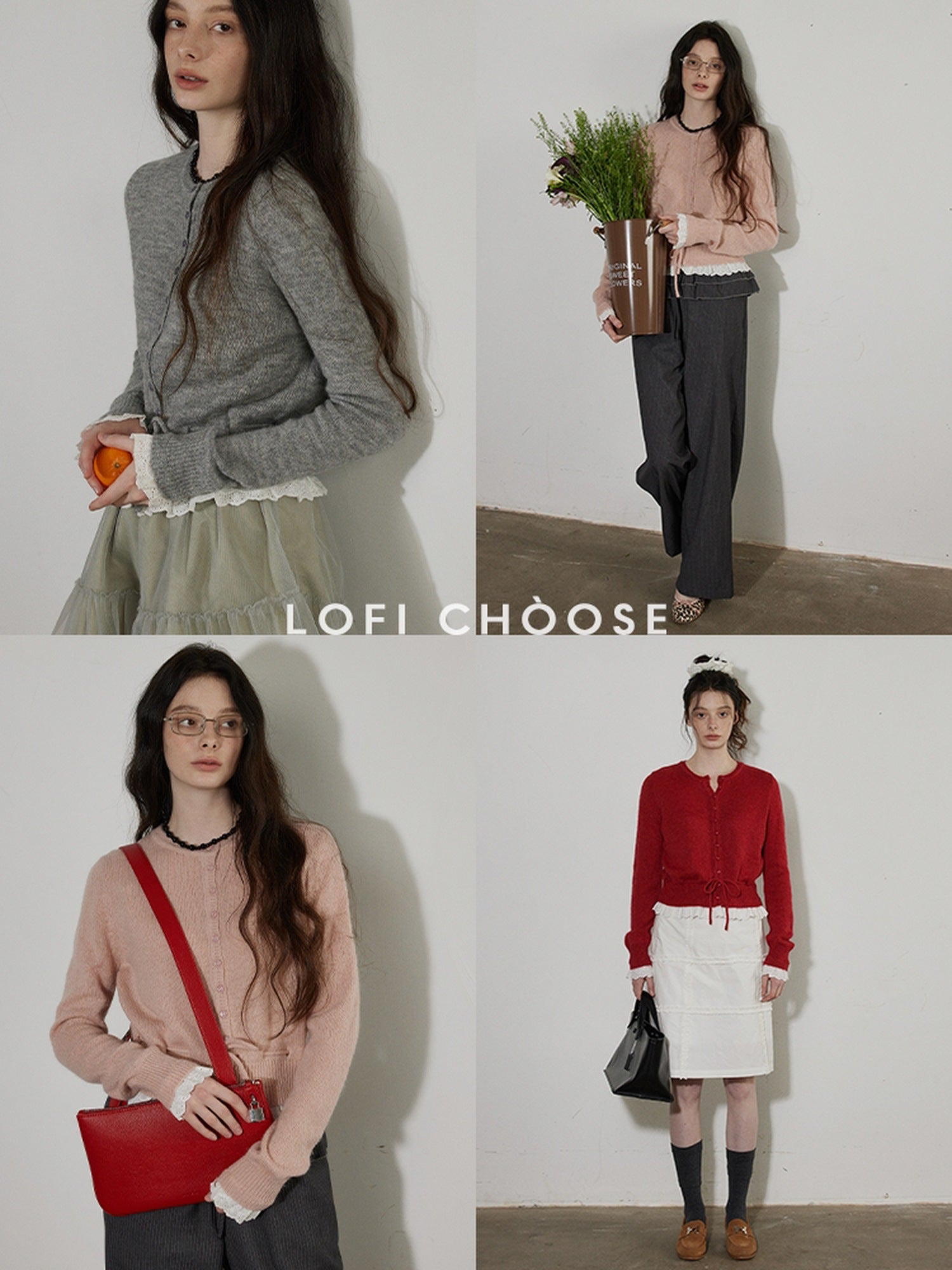 Lofi choose Cozy Button Front Relaxed Fit Workwear Women Knit Long Sleeve Cardigans