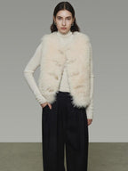 unspoken Wool Fleece Lined Single Button V-neck Tailored Workwear Beige Cropped Jackets
