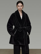 unspoken Warm V-neck Minimal Commuter Loose Midlength Women Everyday Black Long Coats