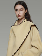 unspoken 100 Percent Wool Lightweight Minimal Commuter Loose Women Pale Yellow Wool Coats