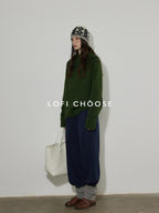 Lofi choose High Waist Casual Loose Straight Leg Women Navy Wide Leg Pants