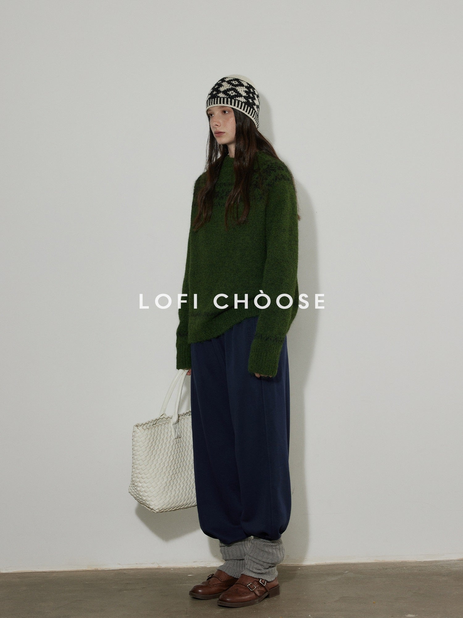 Lofi choose High Waist Casual Loose Straight Leg Women Navy Wide Leg Pants