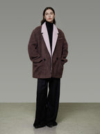 unspoken Soft Wool Blend Loose Commuter Coat 3D Tailoring Lapel Collar Women Wool Coats