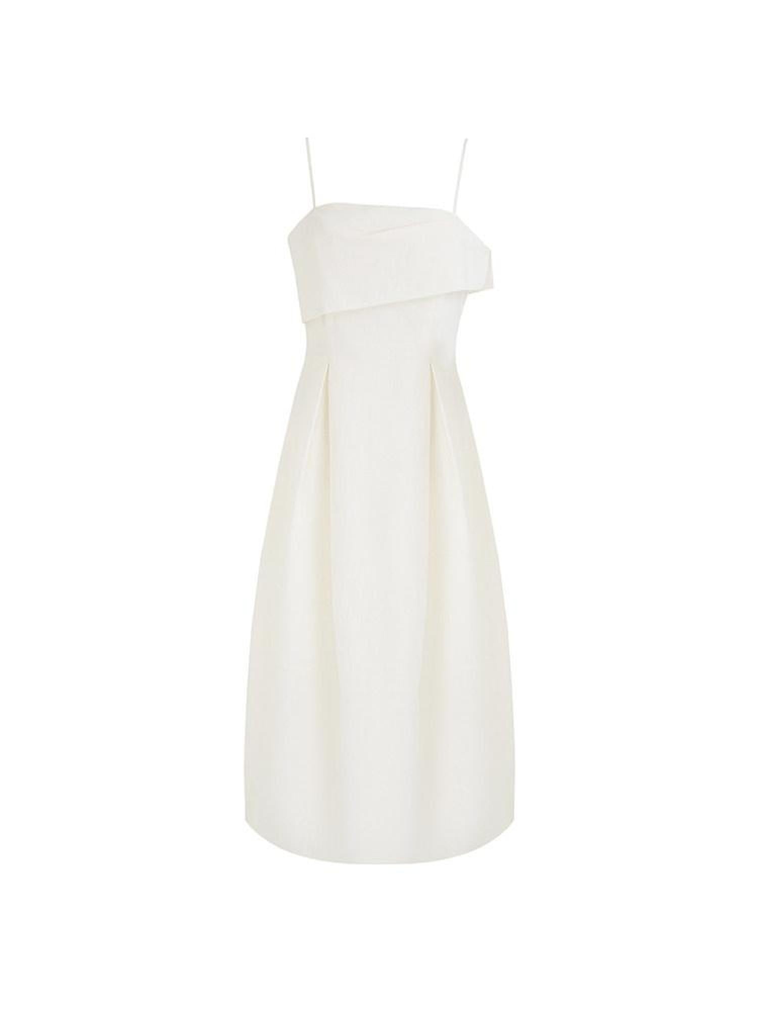 unspoken Soft Cotton High Waist A Line Irregular Hem Minimalist Workwear Maxi Dresses