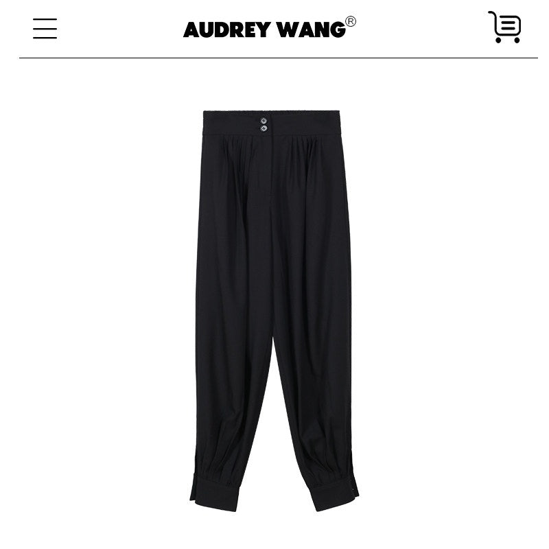 audreyyang_High_Stretch_Elastic_Waist_Tapered_Casual_Women_Black_Polyester_Sweatpants_MISSTT