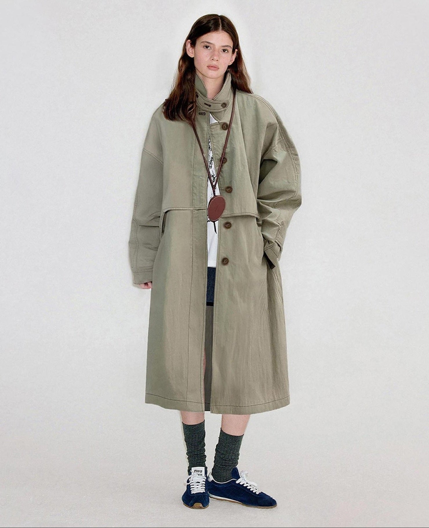 fano Oversized Cotton Blend Single Breasted Korean Commuter Women Khaki Trench Coats